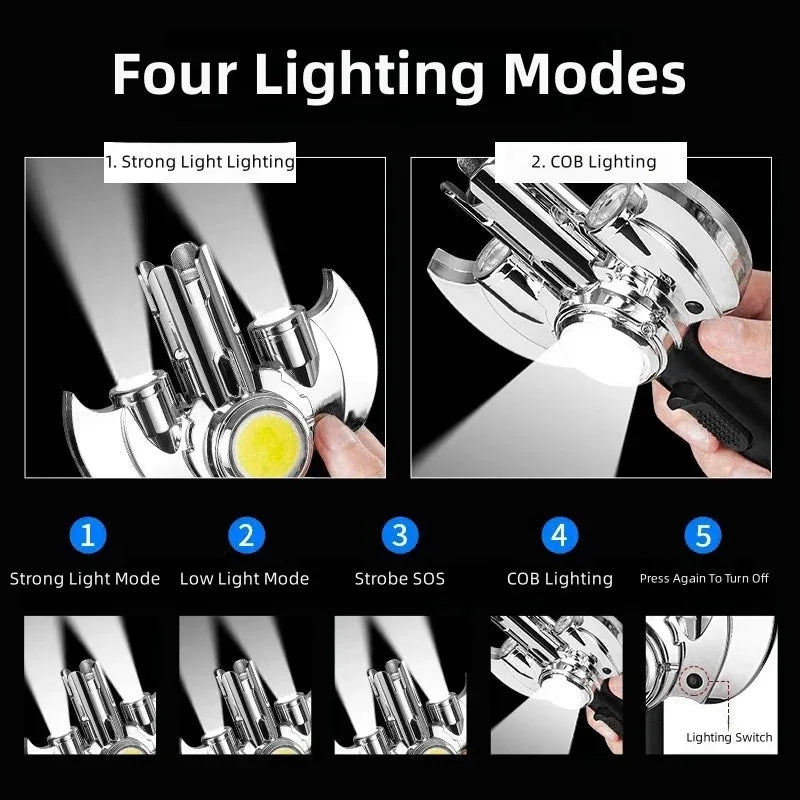 Metal Jet Gas Spray Gun Equipped W/ COB Lighting Outdoor Windproof Portable Turbine Torch Lighter for Gift Cigarette Accessories
