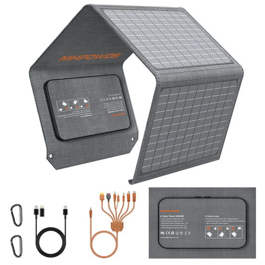 MHPOWOS 40W Foldable Solar Panel With 5V USB Charger For Outdoor Camping