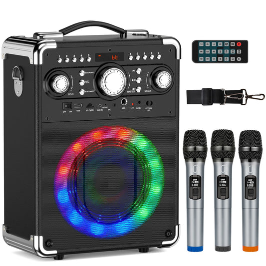 FanFun S8-T Karaoke Bluetooth Speaker With 3 Microphones