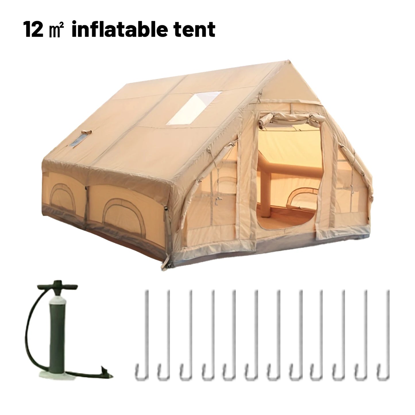 Pakicetus Inflatable Camping Tent 4-8 Person Quick Setup Stove Jack