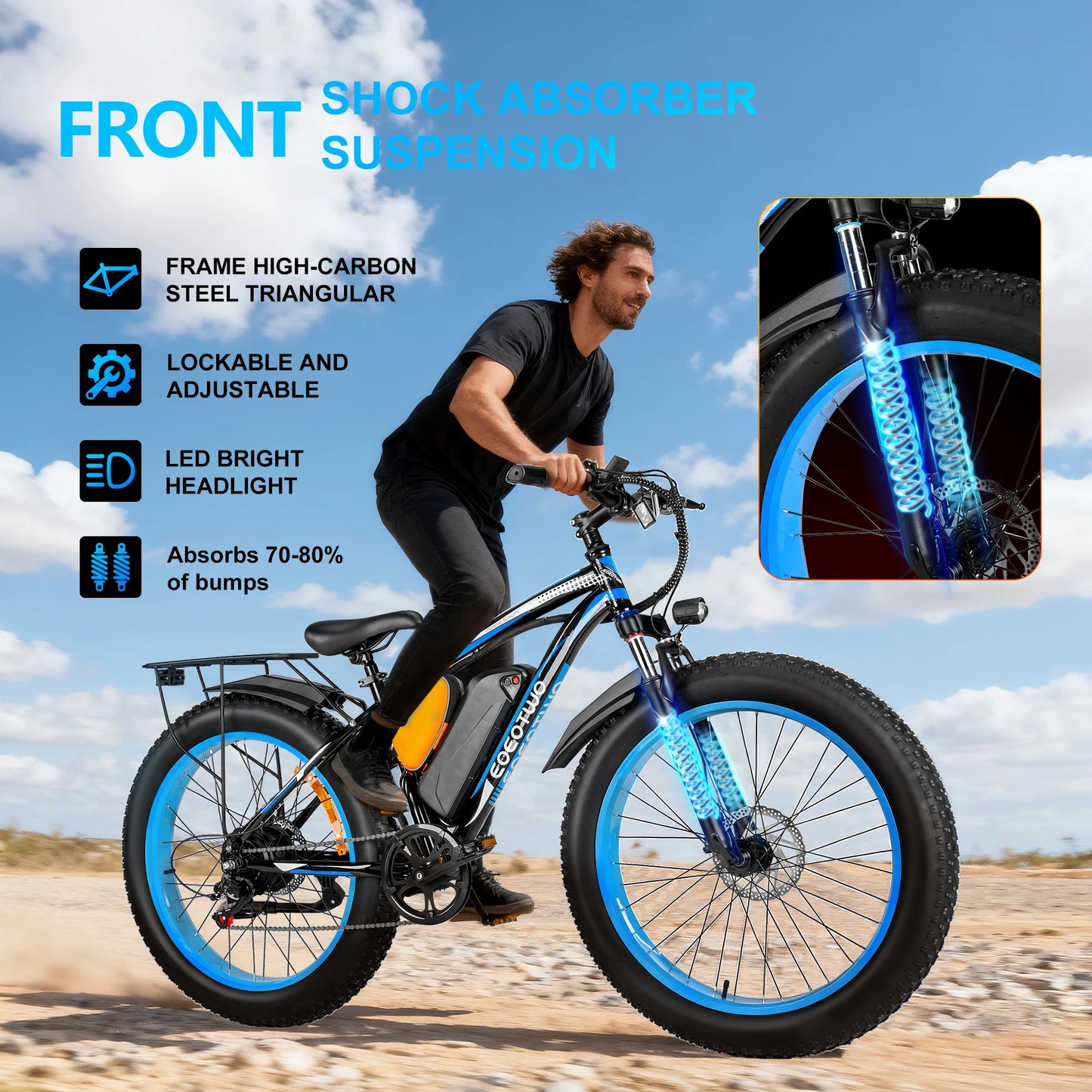 EOEOTWO 1500W Electric Fat Tire Ebike For Adults Long Range
