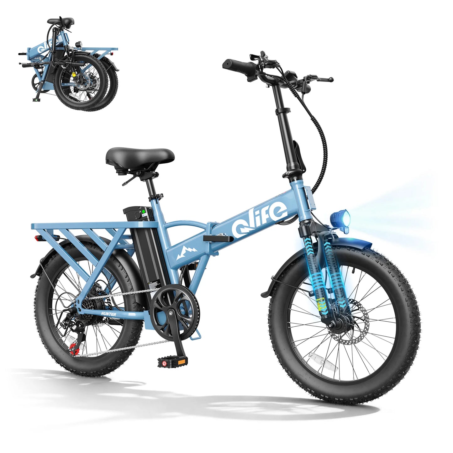Qlife 20"×3" Fat Tire Foldable Ebike, 1200W Peak Motor 48V 13.5Ah Battery, 28MPH 65Mi Long Range Electric Bicycle