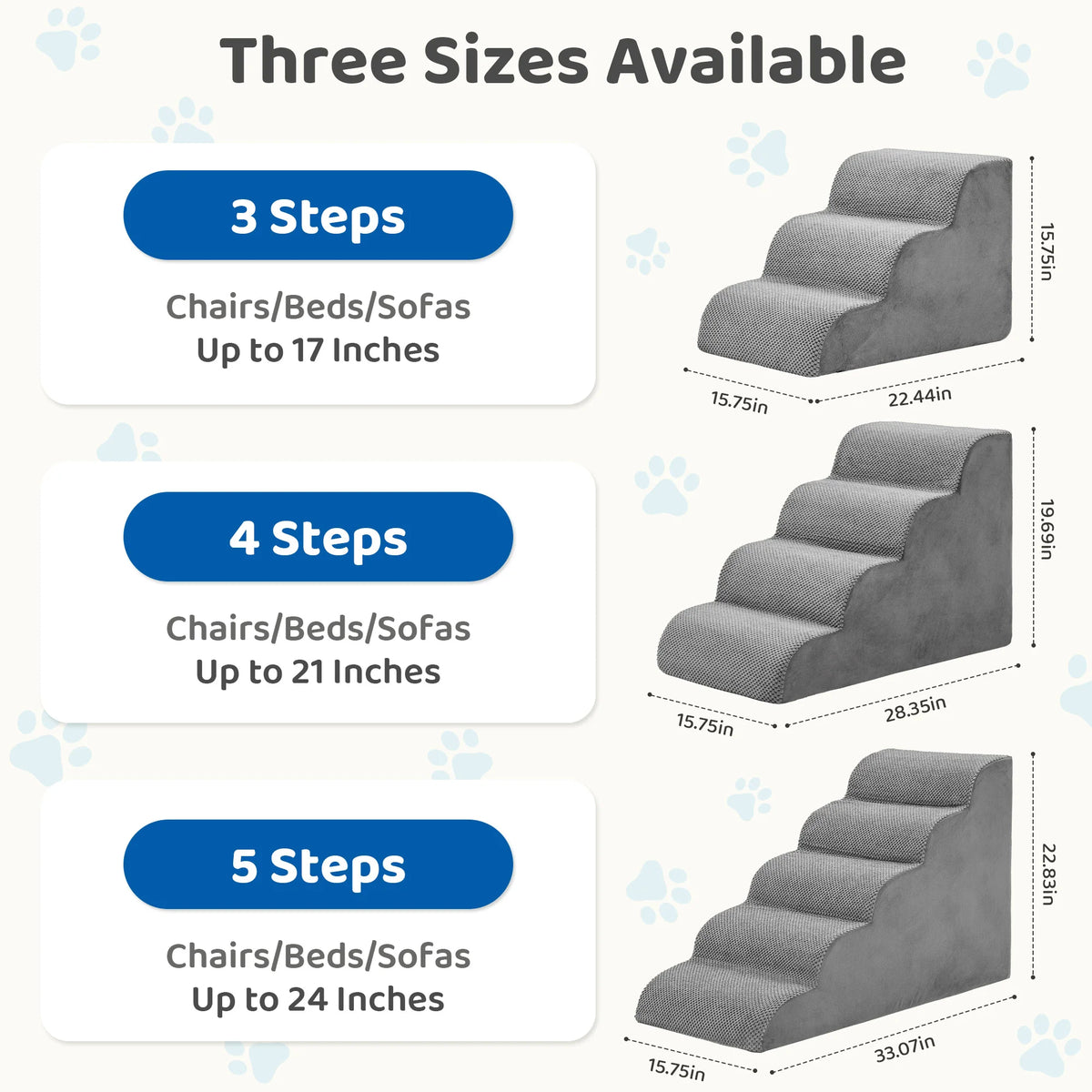 Curved Foam Dog Stairs Ramp for Small Dogs Indoor Steps