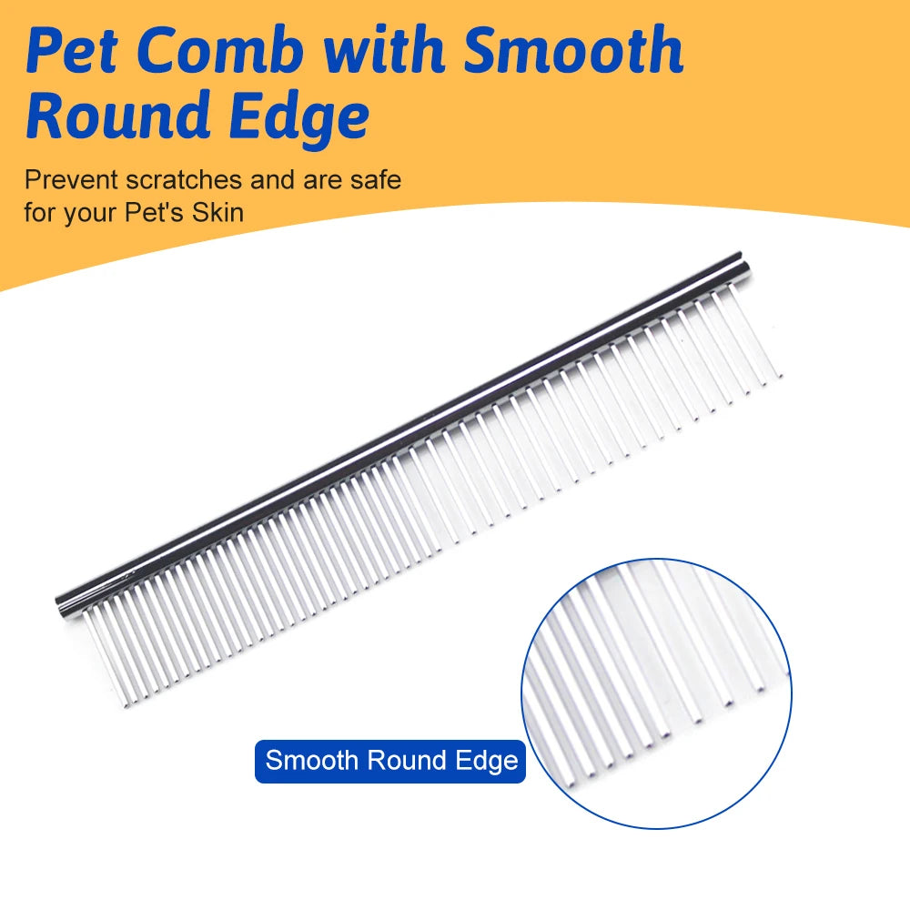 Titanium Coated Professional 7 in 1 Stainless Steel Dog Grooming Scissors with Safety Round Tip, Pet Grooming Scissor for Dog