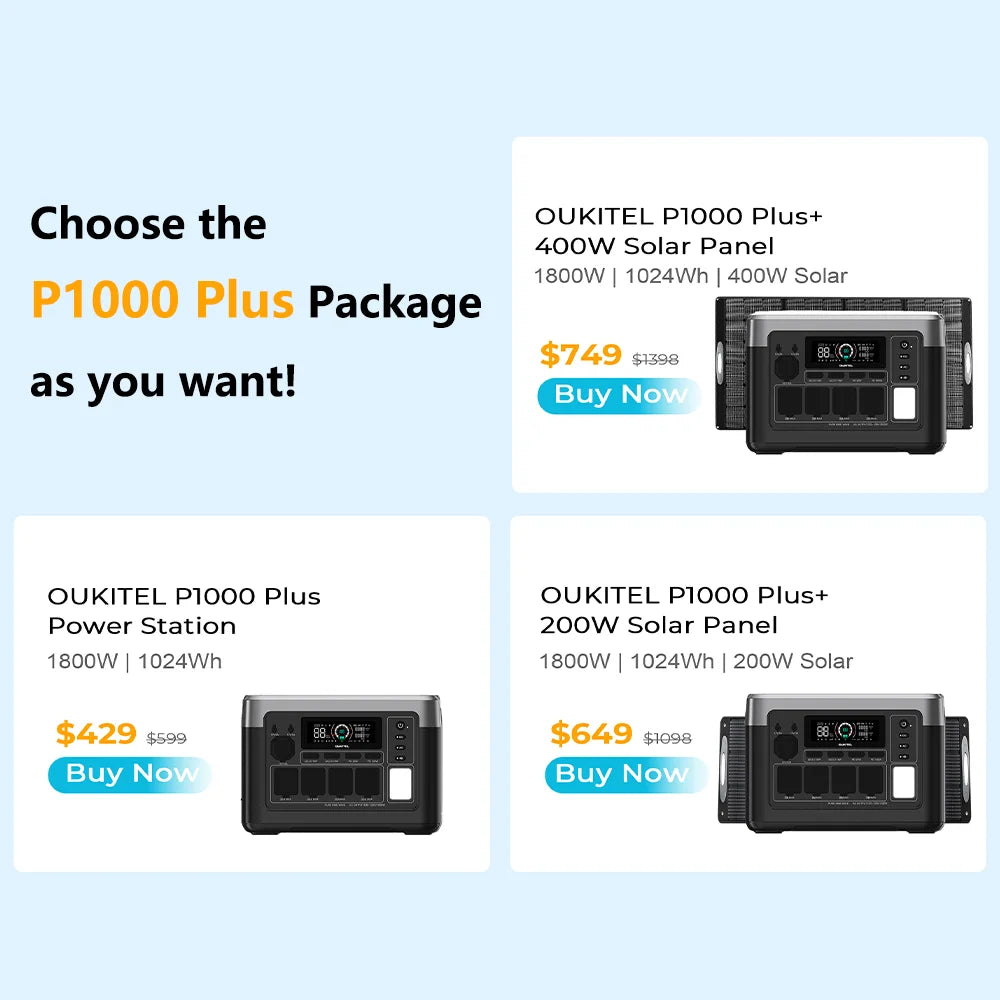 Ouikitel P1000 Plus Portable Power Station With Lifepo4 Battery