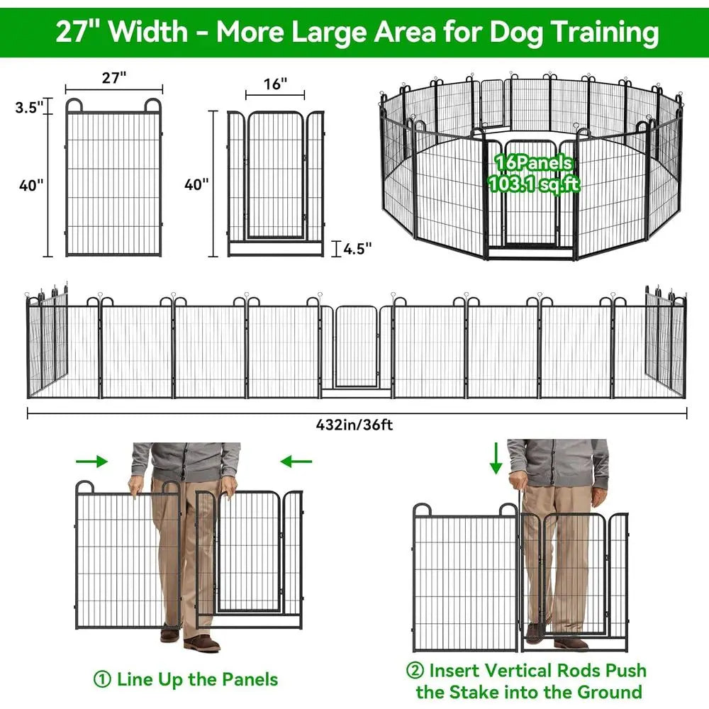 Heavy Duty Metal Dog Playpen For Secure Outdoor Portable Enclosure
