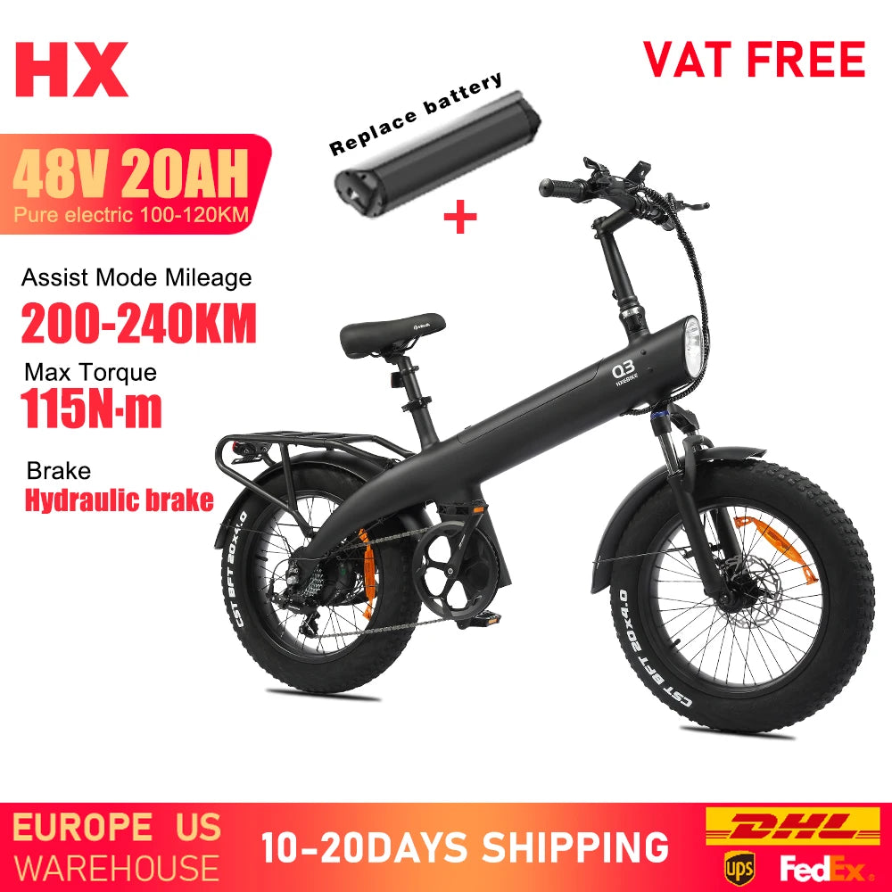 HX Q3 E Bike Electric Bike 48V 20AH Adult E Bike 20Inch Tire Off-Road Fatbike City Electric Bicycle Mountain E Bikes