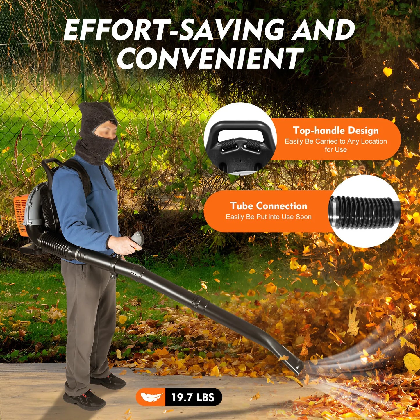 Bymaocar Gas Leaf Blower 63cc Two Stroke Backpack Yard Cleanup