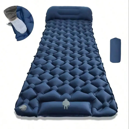 Ultra-Lightweight Inflatable Camping Mattress For 1 Person With Built-In Pump - Quick-Inflate/Deflate Sleep Pad, Portable Headrest Outdoor Air Bed, Ideal For Hiking, Car Camping, Travel - Orange Comfort Gear For Camping