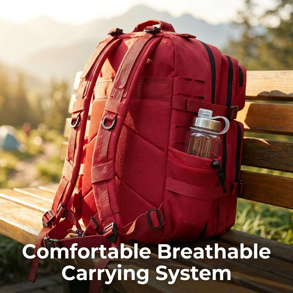 45L Large Capacity Hunting Backpack For Men With MOLLE Webbing System Dual Cup Holders Outdoor Survival Hiking Camping Rucksack For Wilderness Trip Travel Daily Work Commute Outdoor Camping Activities Gear Storage Backpack