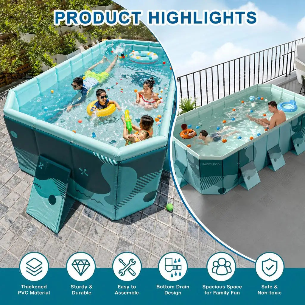Premium Foldable PVC Family Swimming Pool For Backyard And Patio