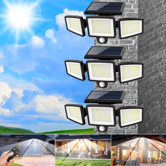 3 Pack Outdoor Solar Lights, 2800LM, 1400mAh Battery Capacity, Motion Sensor Security Lights for Porch, Garage, Yard Entrance, Patio