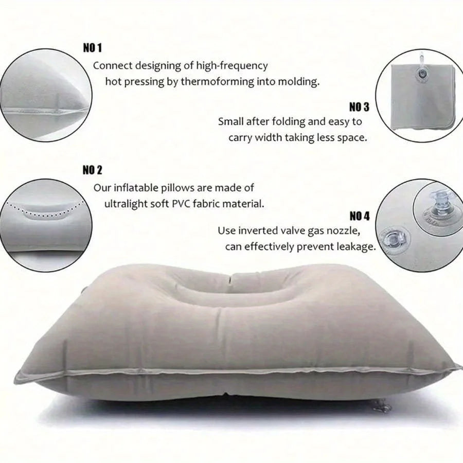 2pc Inflatable Pillow for Office Car Camping Hiking Supports Neck Lumbar