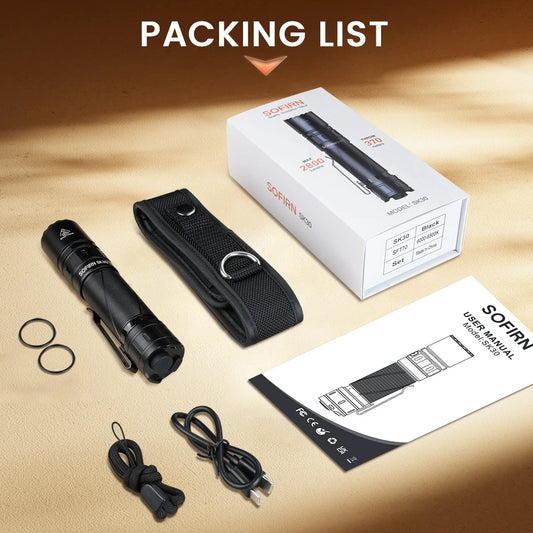 SOFIRN SK30 2800LM Tactical Flashlight SFT70 LED Light 6500K 21700 USB C Rechargeable Torch Double Switch