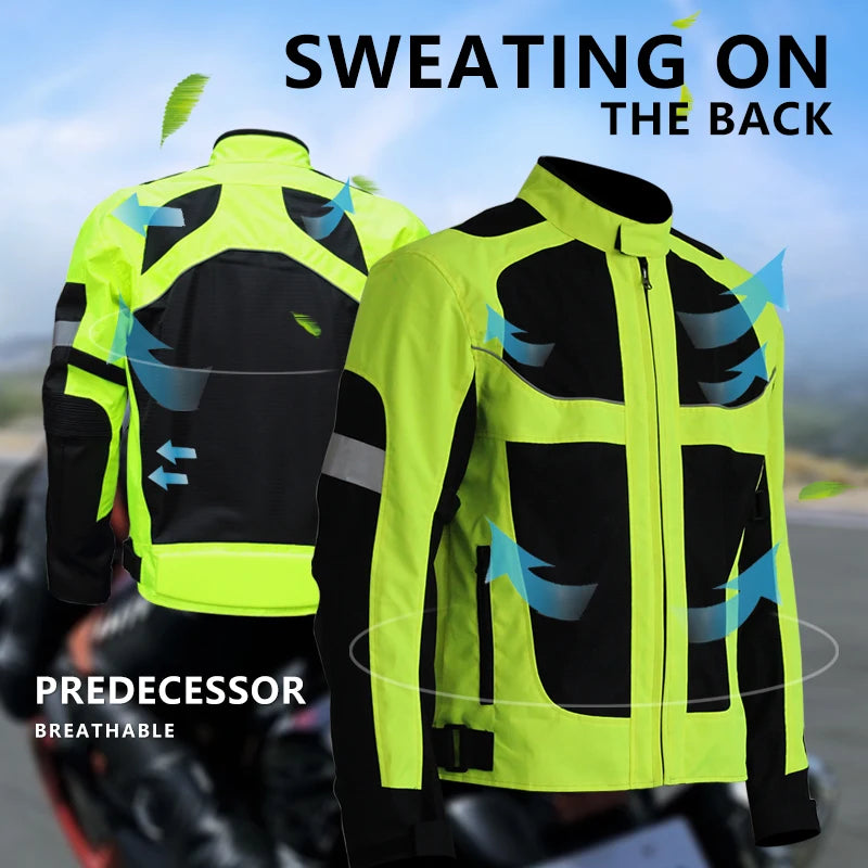 Motorcycle reflective night-time wear jacket, motorcycle protective gear pad jacket.