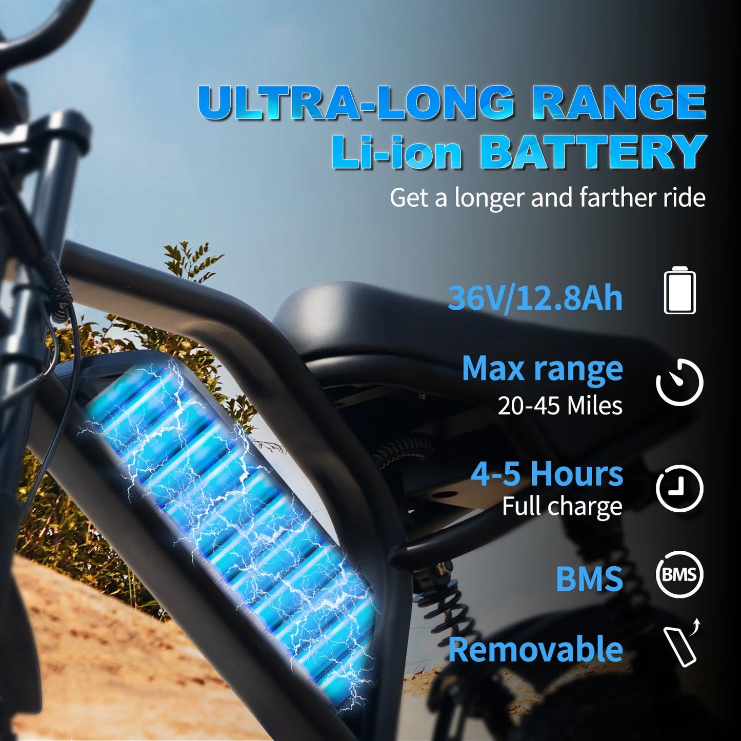AVDLEU Mountain Electric Bike Fat Tire Ebike With Front Fork Suspension