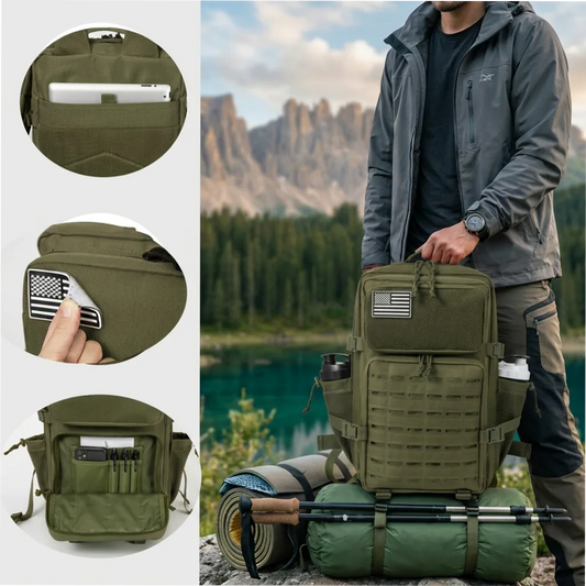 45L Large Capacity Hunting Backpack For Men With MOLLE Webbing System Dual Cup Holders Outdoor Survival Hiking Camping Rucksack For Wilderness Trip Travel Daily Work Commute Outdoor Camping Activities Gear Storage Backpack