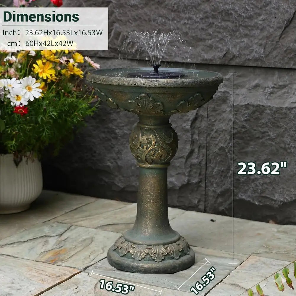 Weather-Resistant Outdoor Water Fountain with LED Lights, Resin Garden Decor for Patio Yard, Bird Bath Feature