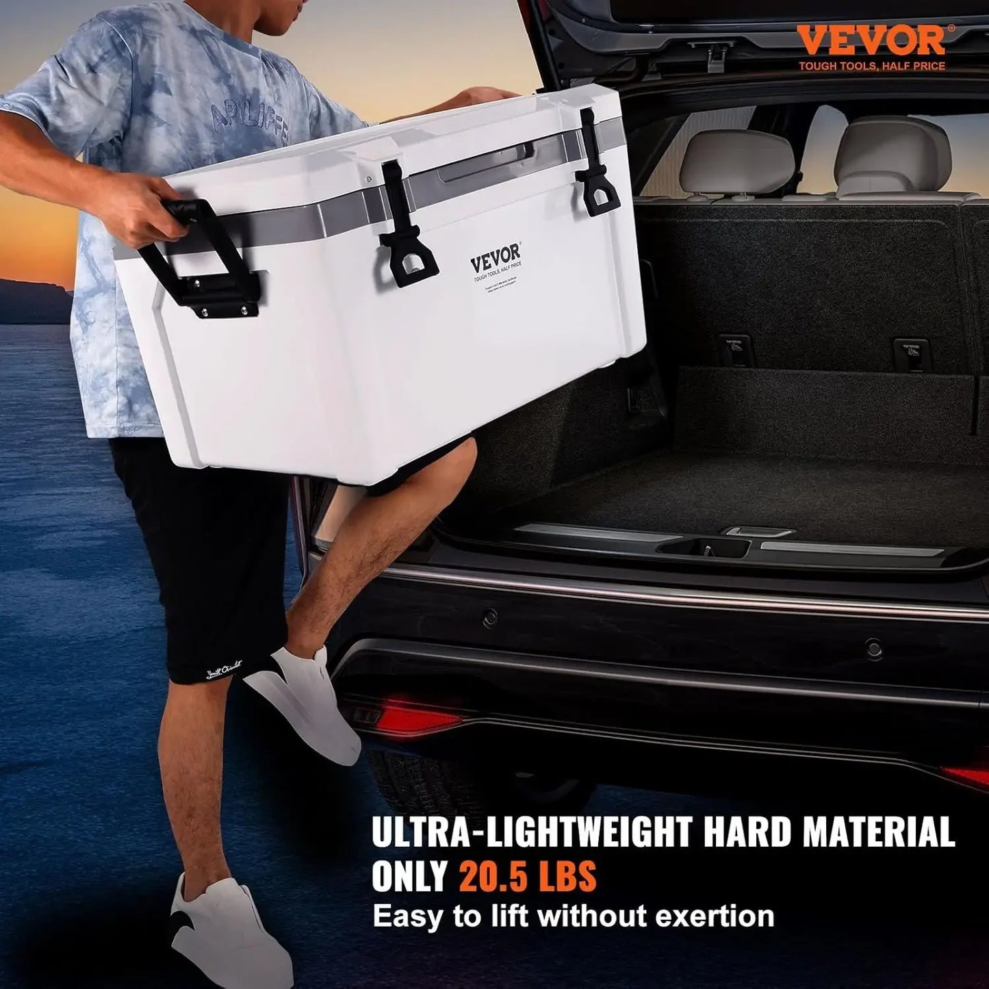 Ultra-Light Hard Cooler, Ice Retention Cooler with Heavy Duty Handle, Chest Lunch Box for Camping, Travel, Outdoor