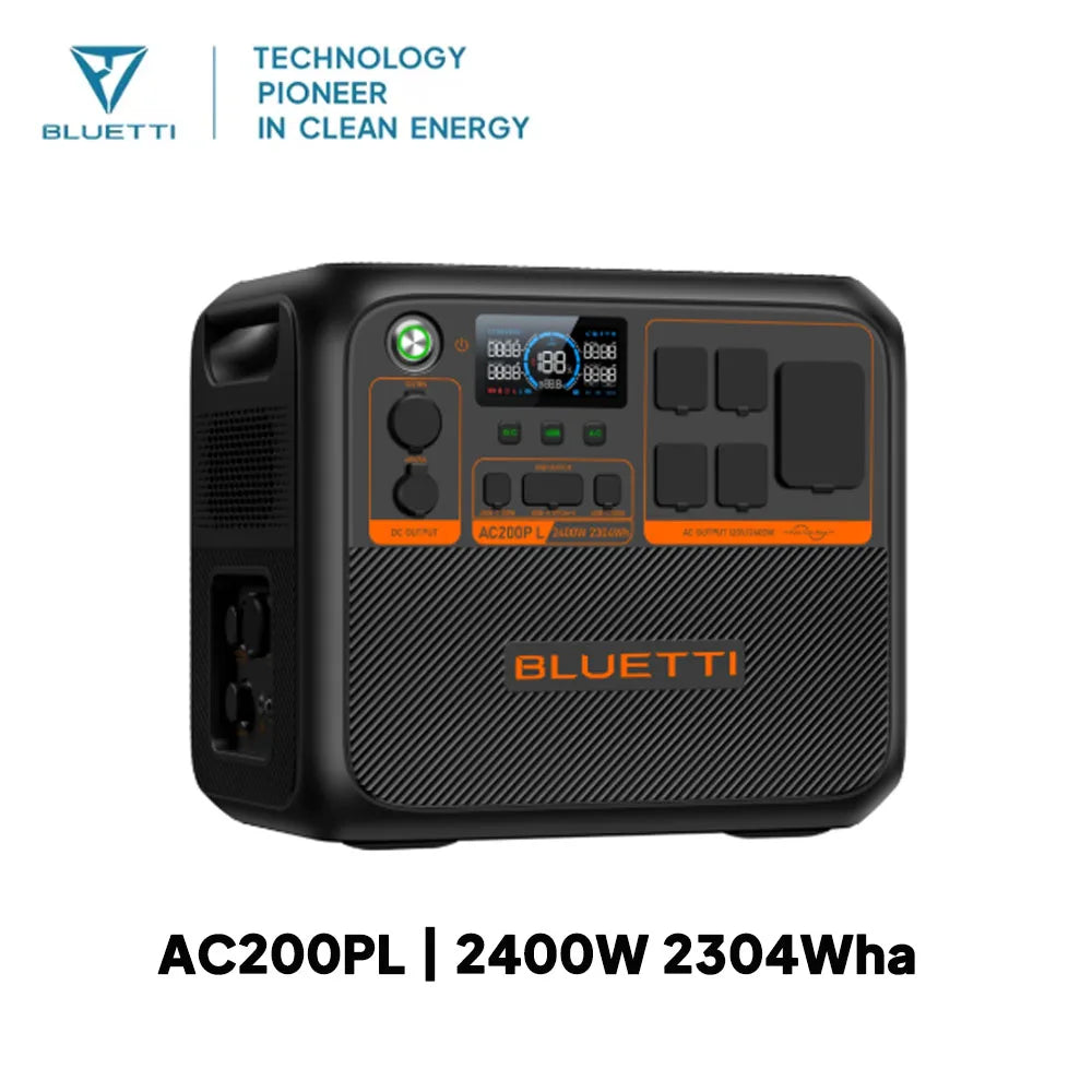 BLUETTI AC200PL Portable Power Station | 2400W 2304Wh Compact Lightweight Emergency Generator with Multiple Ports for Outdoor