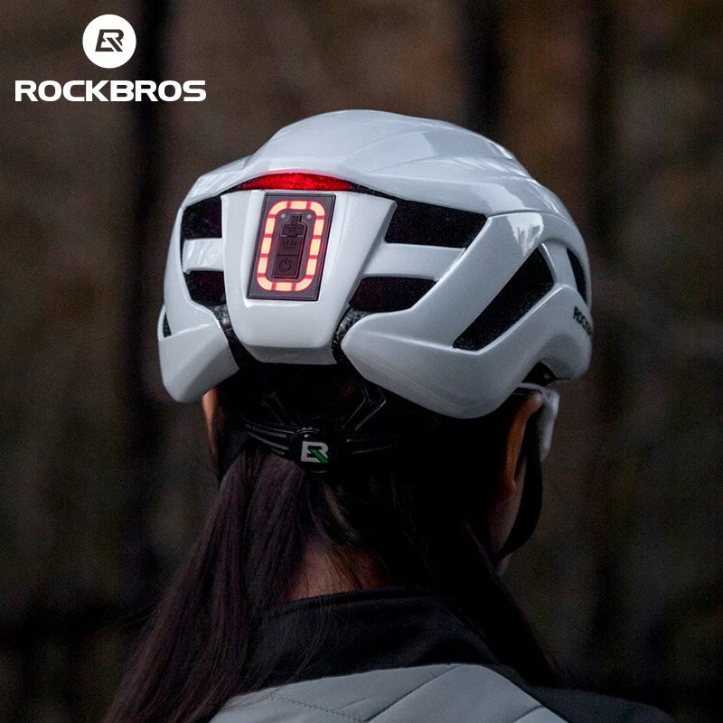 ROCKBROS Cycling Light Helmet Type-C Charging Electric LED Front Light Helmet Night Cycling Safety Helmet Bicycle Scooter Helmet