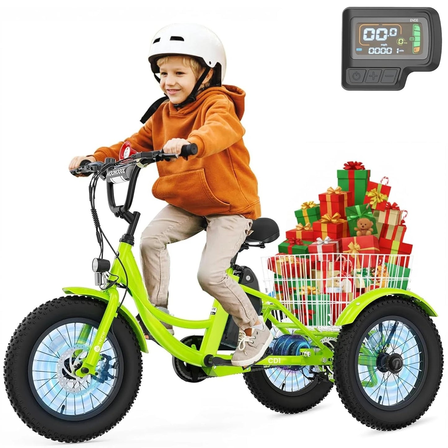 Youth Electric Trike 250W Three-Wheel Fat Tire Aluminum Frame