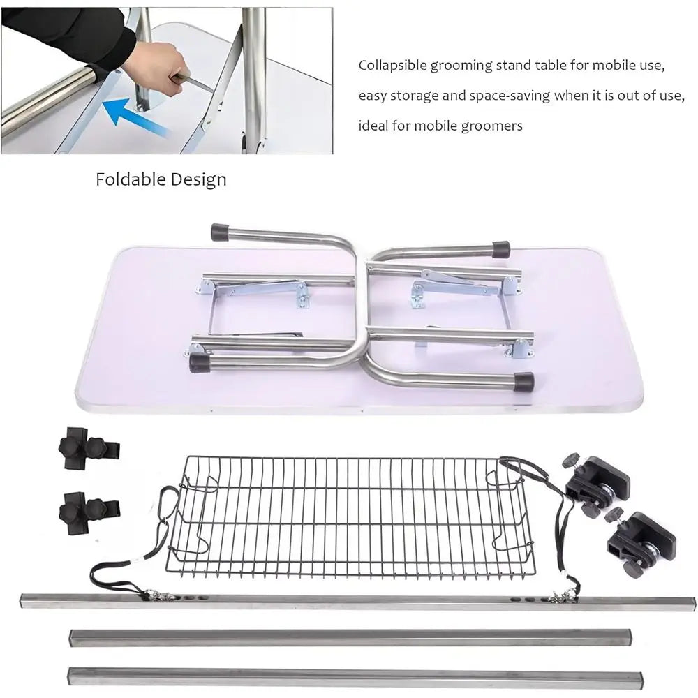 42 Inch Proional Adjustable Pet Grooming Table Heavy Duty with Arm Noose & Mesh Tray or Dog Cat Shower Table Maximum acity Up to