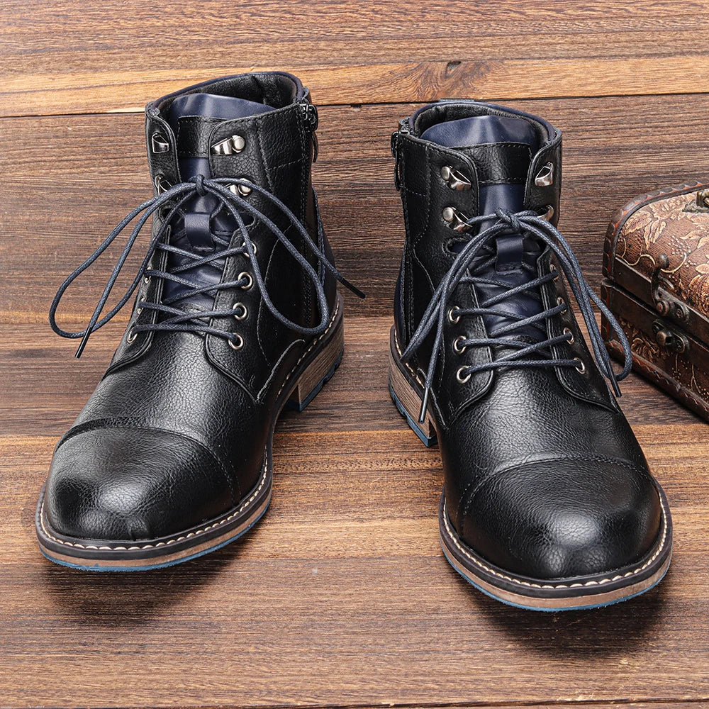 Classical Men Boots 2026 Fashion Comfortable Spring Leather Boots with Zipper