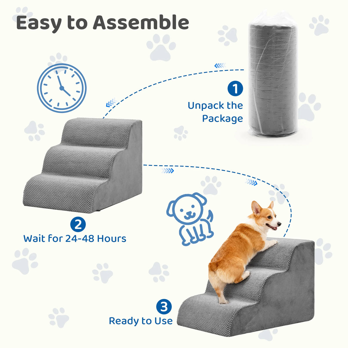 Curved Foam Dog Stairs Ramp for Small Dogs Indoor Steps