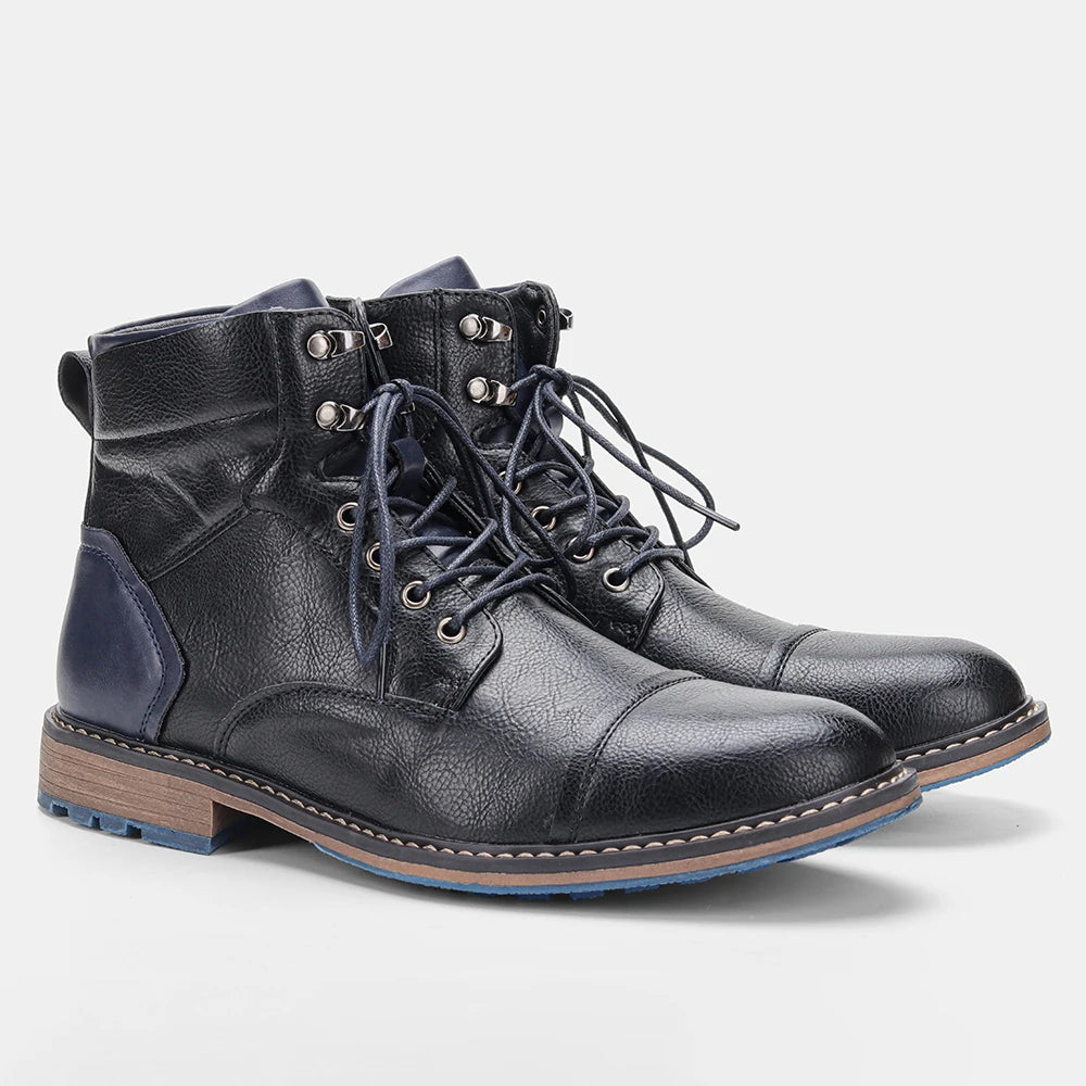 Classical Men Boots 2026 Fashion Comfortable Spring Leather Boots with Zipper