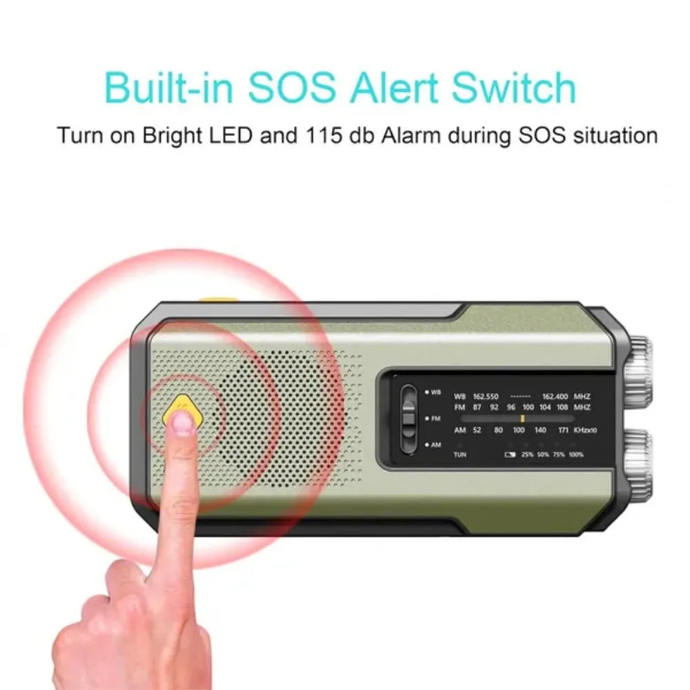 Emergency Radio Solar Hand Crank NOAA Weather Radio AM FM Portable 2000mAh Power Bank Rechargeable Survival Gear LED Camping Flashlight Reading Lamp SOS Alarm Hurricane Earthquake Emergency Kit Battery Operated For Home Outdo