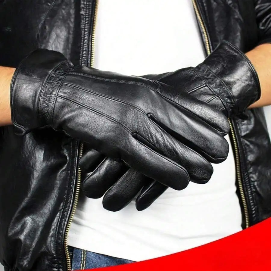Winter Cycling & Skiing Sheepskin Thermal Gloves, Touch‑Screen Compatible, Windproof And Rainproof, Genuine Leather, Soft Textur