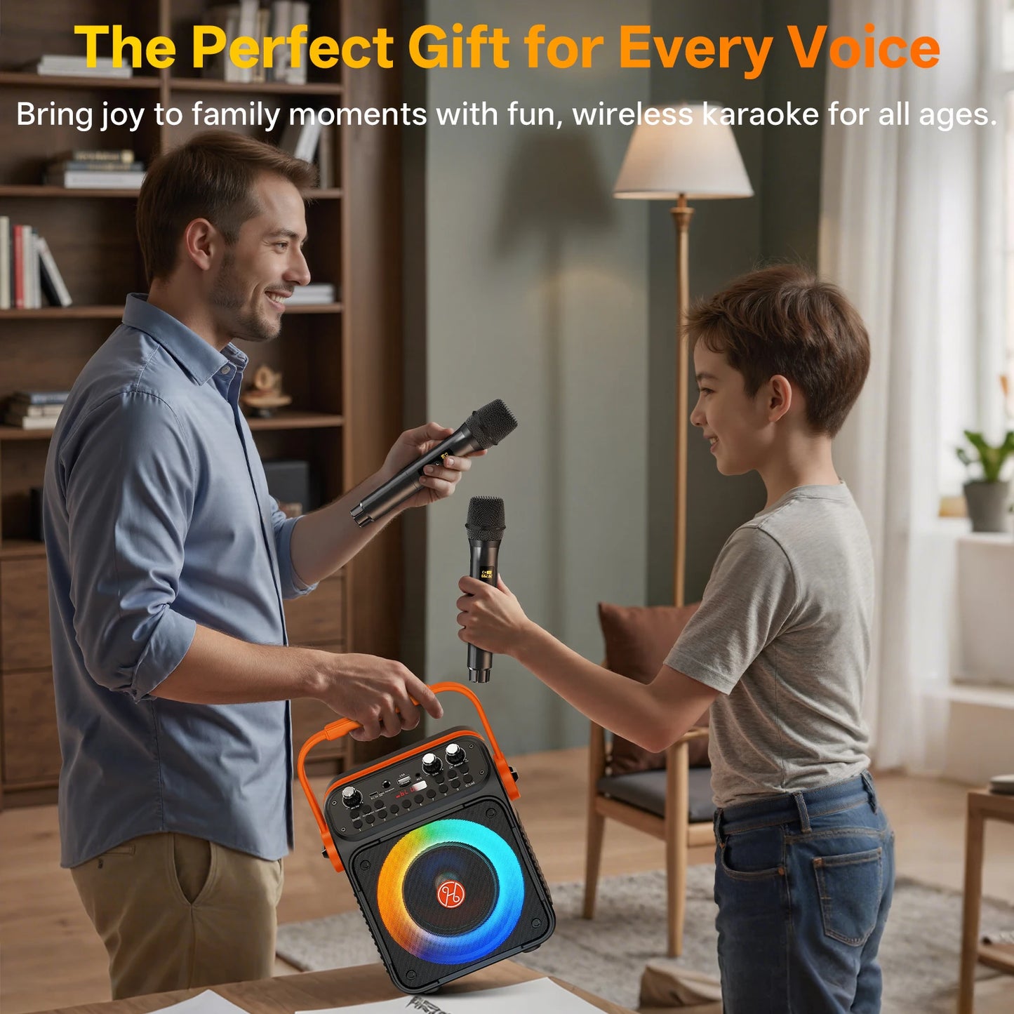 T35 High Power Karaoke Bluetooth Speaker Music Rhythm Light 360 Degree Stereo Surround Wireless Subwoofer with Dual Microphone
