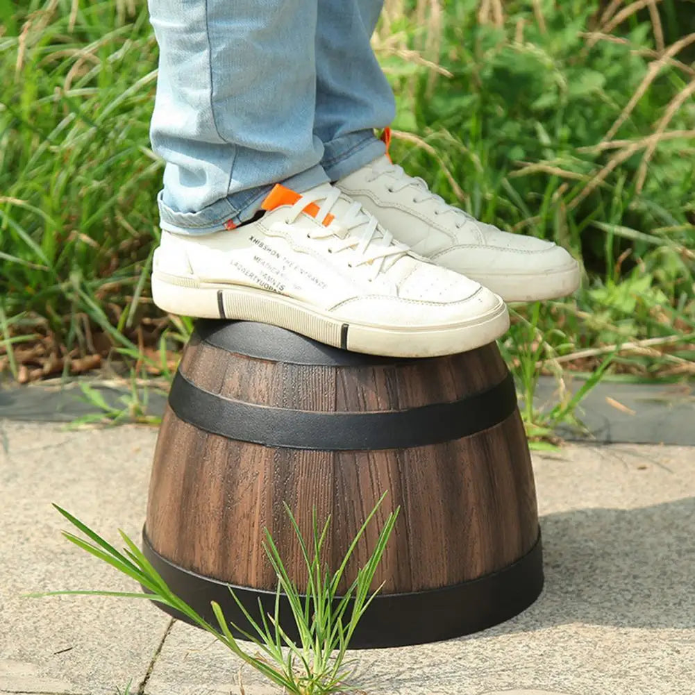 Rustic Farmhouse Whiskey Barrel Planter - Faux Wooden Plastic Flower Pot with Drainage Holes Home Garden Patio Yard Decor