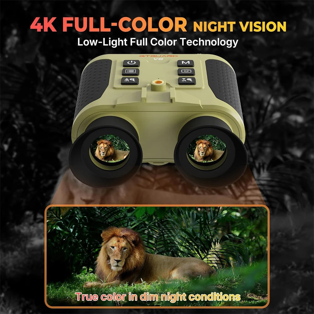 V6 8X Digital Zoom Night Vision Binoculars 4K Night Visions Goggles Hunting Scope Camera Telescope With Infrared Tactical Light