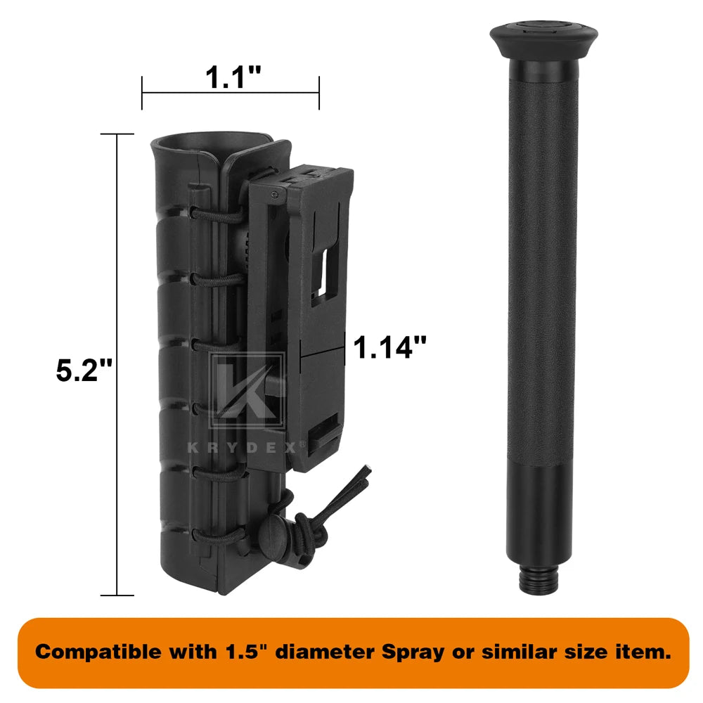 KRYDEX Baton Holder 360 Degree Rotating Baton Pouch Retracted Agent Baton Carry Case For Duty Belt 1.5" - 2.25" Hunting Gear
