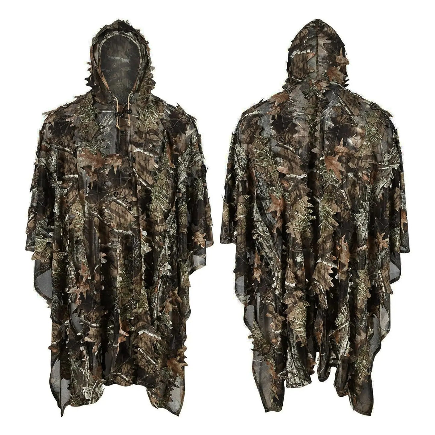 3D Bionic Leafy Ghillie Suit Camouflage Clothing Hunting Sniper Tactical Gear Breathable Mesh Jungle Woodland Stealth Apparel Elastic Waist Free Size For Outdoor Shooting Airsoft Paintball Wildlife Photography Men Gift