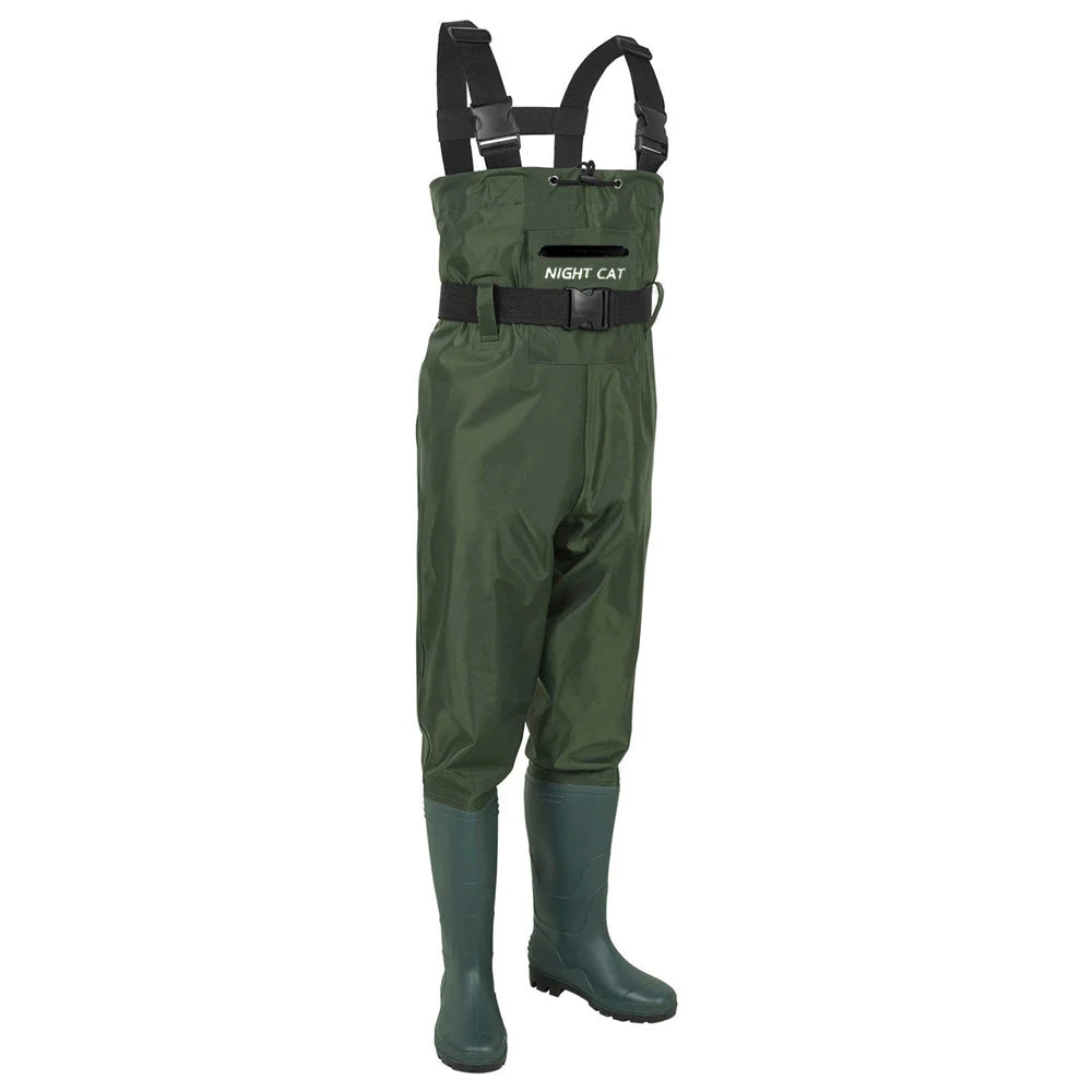 Waterproof Breathable PVC Rubber Fishing Waders with Boots Chest Diving Pants for Fly Fishing Hunting
