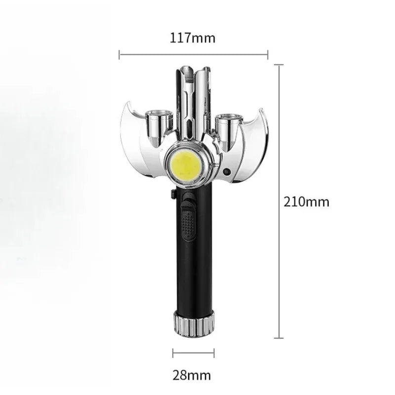 Metal Jet Gas Spray Gun Equipped W/ COB Lighting Outdoor Windproof Portable Turbine Torch Lighter for Gift Cigarette Accessories