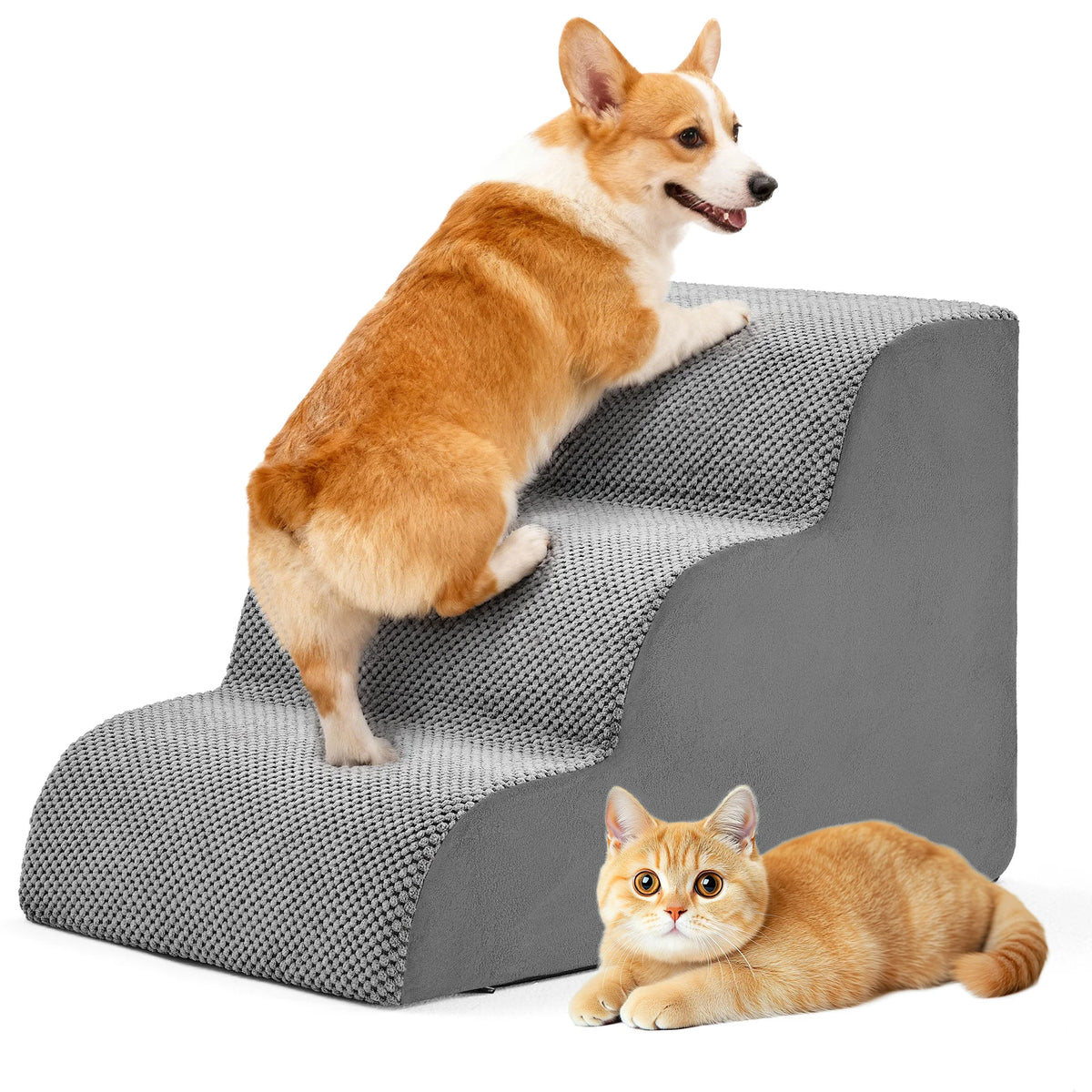 Curved Foam Dog Stairs Ramp for Small Dogs Indoor Steps