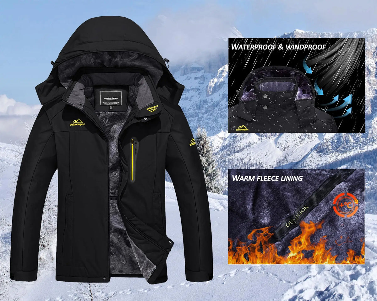 Cavva Mens Waterproof Fleece Lined Winter Parka With Removable Hood