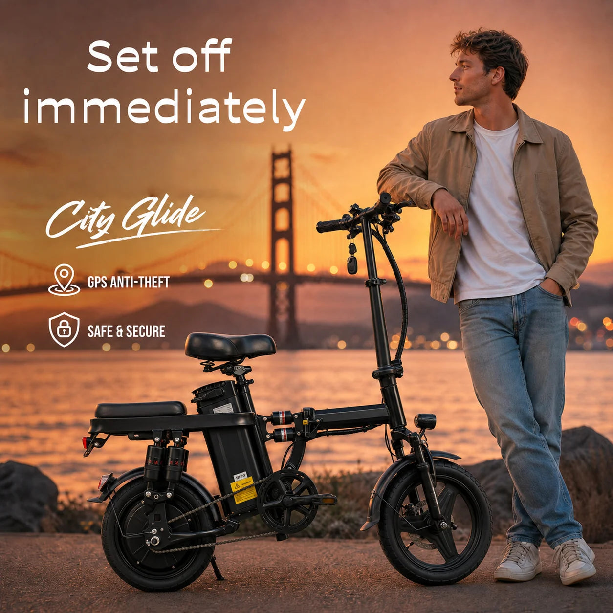 Foldable Adult Electric Bicycle Featuring Multiple Shock Absorbers