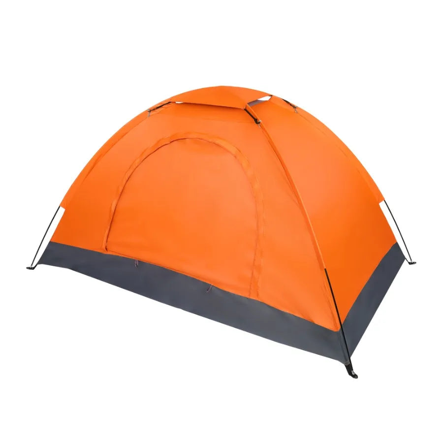 1 Person Lightweight Backpacking Tent Waterproof Camping Dome Tent Single Person Hiking Tent with Double Door Oxford Fabric Fiberglass Poles Orange Compact Portable Outdoor Tent