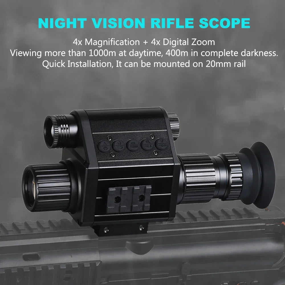 Megaorei Digital Night Vision Monocular HD 1080P Infrared Night Vision Scope1X-4X Hunting Riflescope with Camera 940nm IR