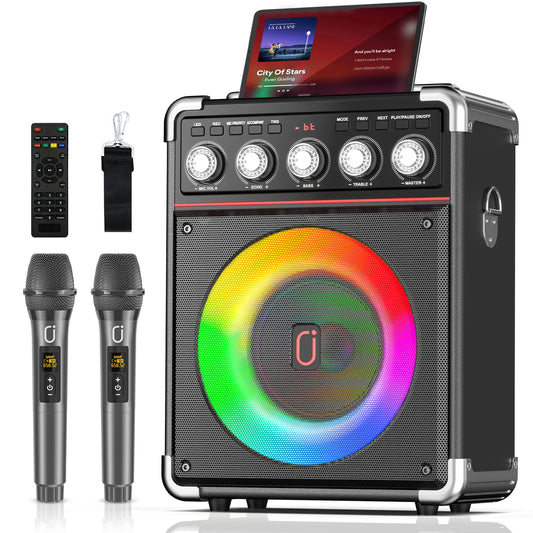 FanFun Karaoke Speaker Bluetooth With 2 Microphones And LED Light