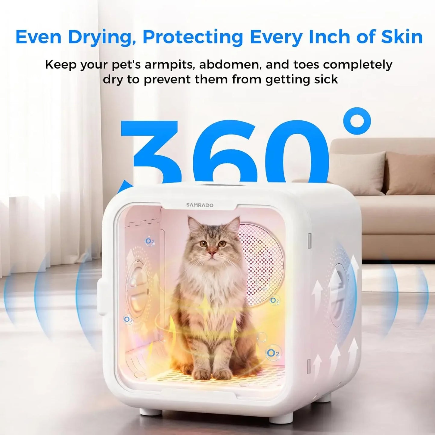 Automatic Pet Dryer Box for Cats & Small Dogs, 68L Dog Cat Dryer for Pet Grooming, Quiet 40dB Hands-Free Drying,, Customized