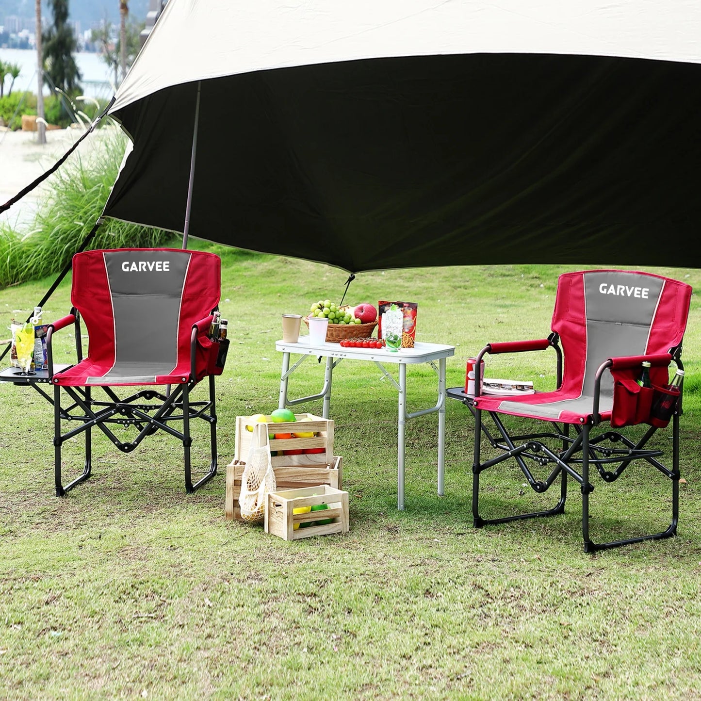Hismiss Heavy Duty Folding Directors Chair With Cup Holder