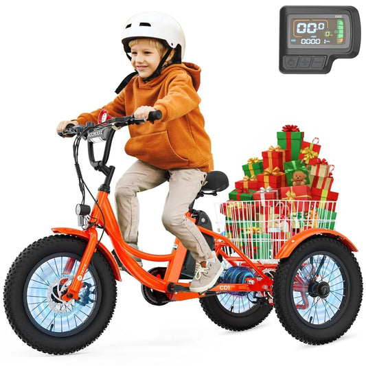 Youth Electric Trike 250W Three-Wheel Fat Tire Aluminum Frame
