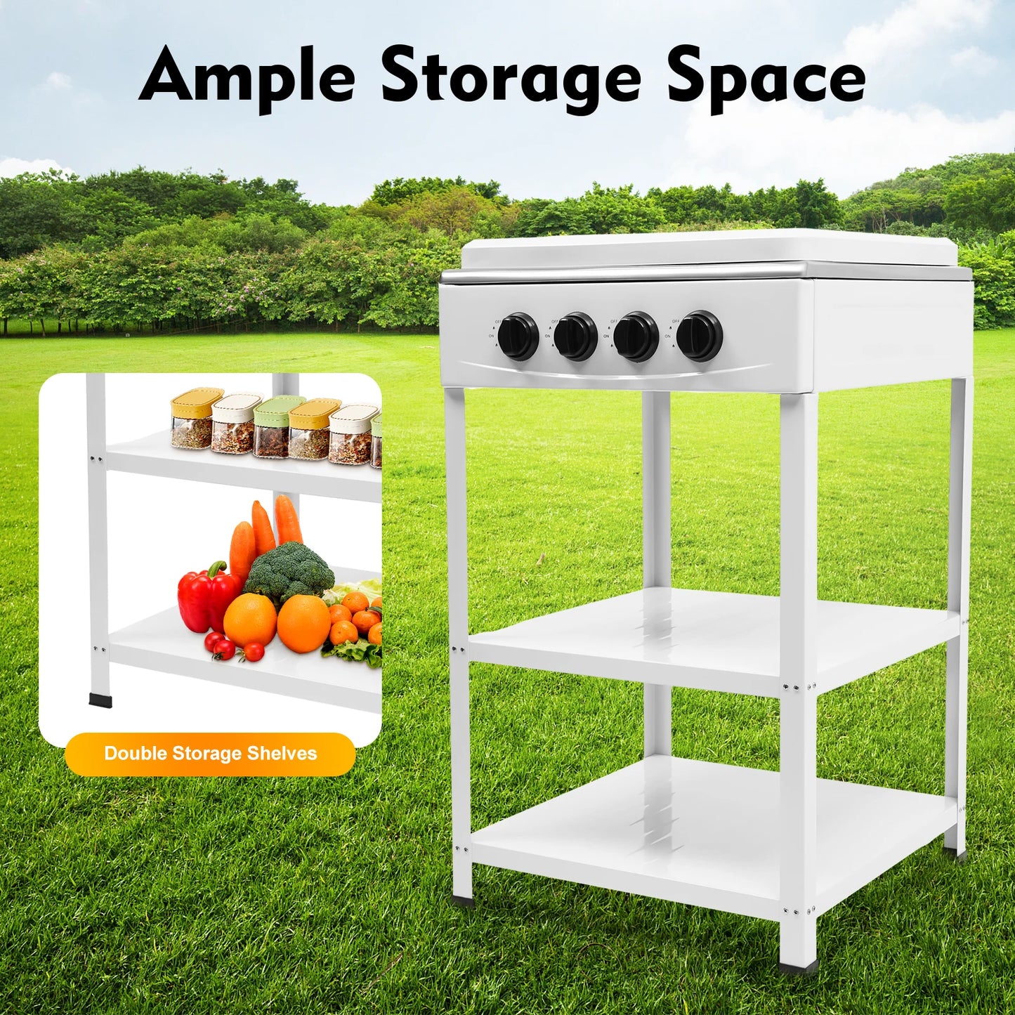 Four Burner Propane Camping Stove With Removable Smokeless Grill