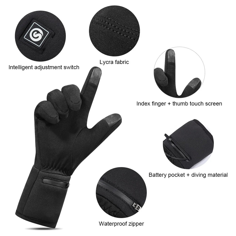 SAVIOR Winter Thermal Heated Gloves For Adult Rechargeable Battery Goatskin Leather Wind Waterproof Warm Hand Ski Gloves 3 Gears